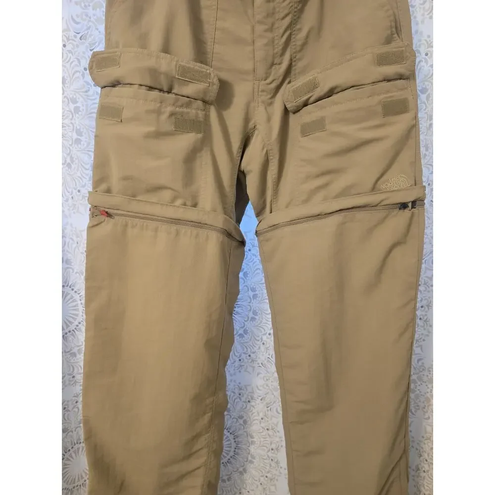 North Face Convertible Pants Mens Medium Long Khaki Beige Cargo Shorts Hiking NF